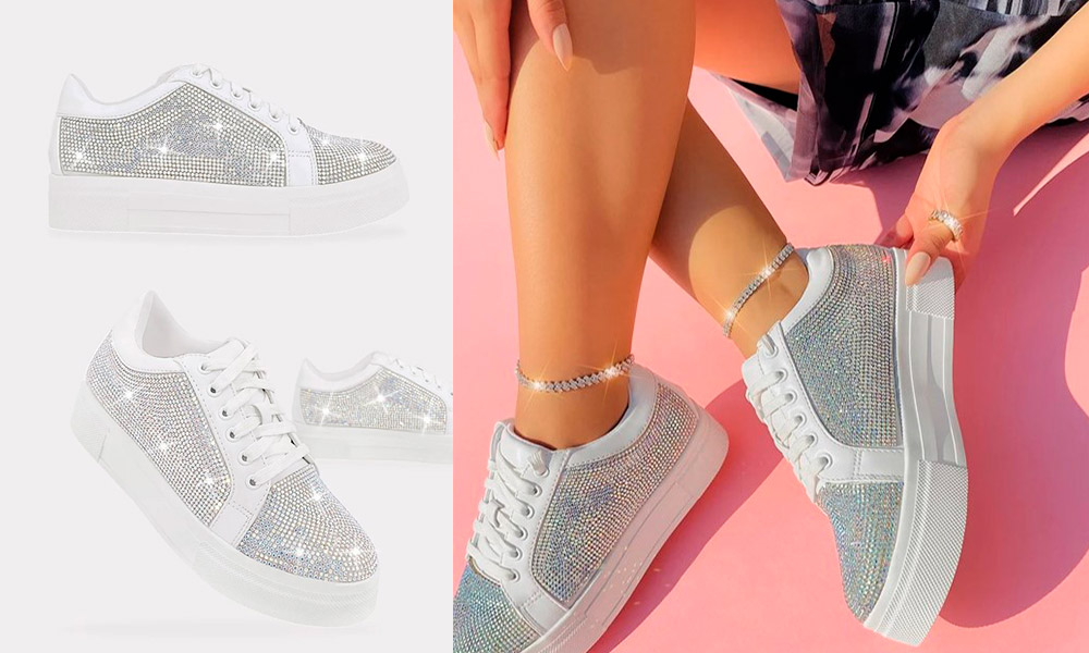 Tatiana – Tenis Blancos con Brillos, para Mujer