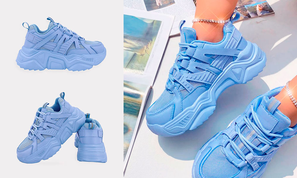 Briella – Tenis Azules para Mujer con Suela Chunky