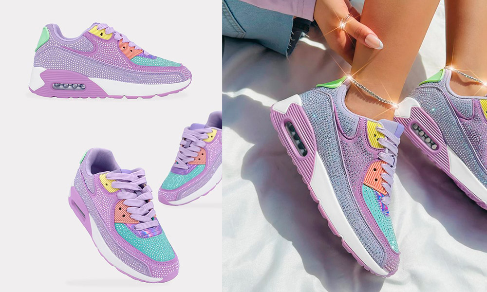 Reeses – Tenis con Brillos Morado Multicolor