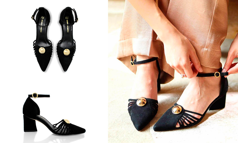 Venecia 50 – Zapatillas Negras de Tacones Bajitos