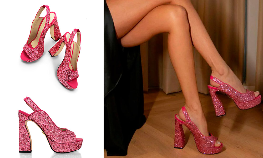 Cheryl 125 – Zapatos de Plataforma con Brillos, Rosa