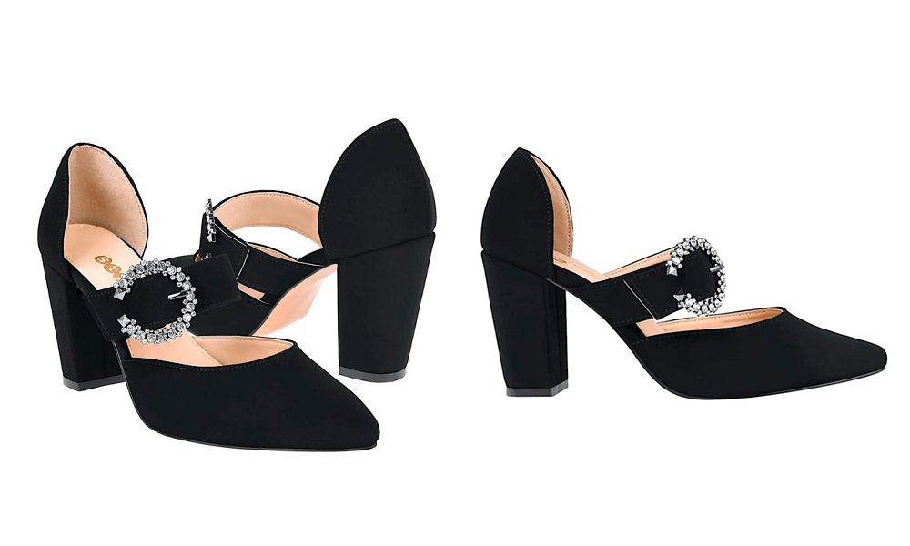 18556 – Zapatillas Negras con Tacón Cuadrado