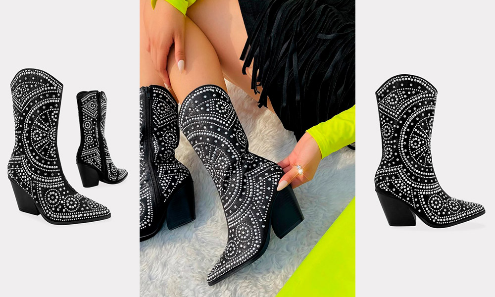 Hannah – Botines Vaqueros Negros