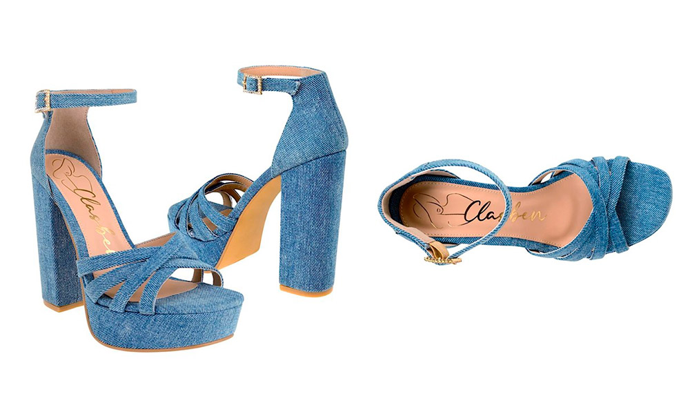 Marbella – Zapatos de Plataforma con Textura de Mezclilla