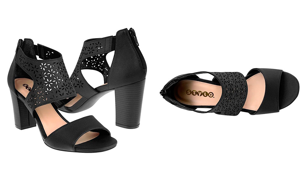 33905 – Sandalias Negras de Tacón Mediano