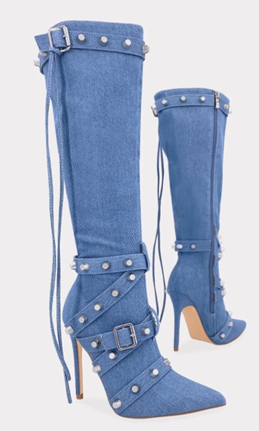 Botas de Mezclilla con Tacón de Aguja