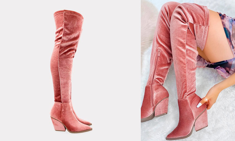Botas Largas de Moda Color Blush