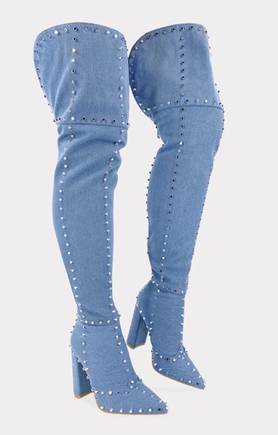 Botas largas azules de mezclilla