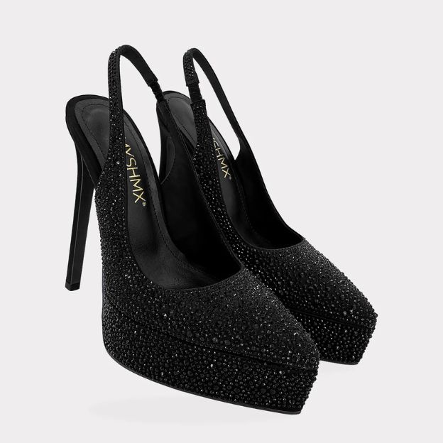 Zapatos de Plataforma Negros con Brillos