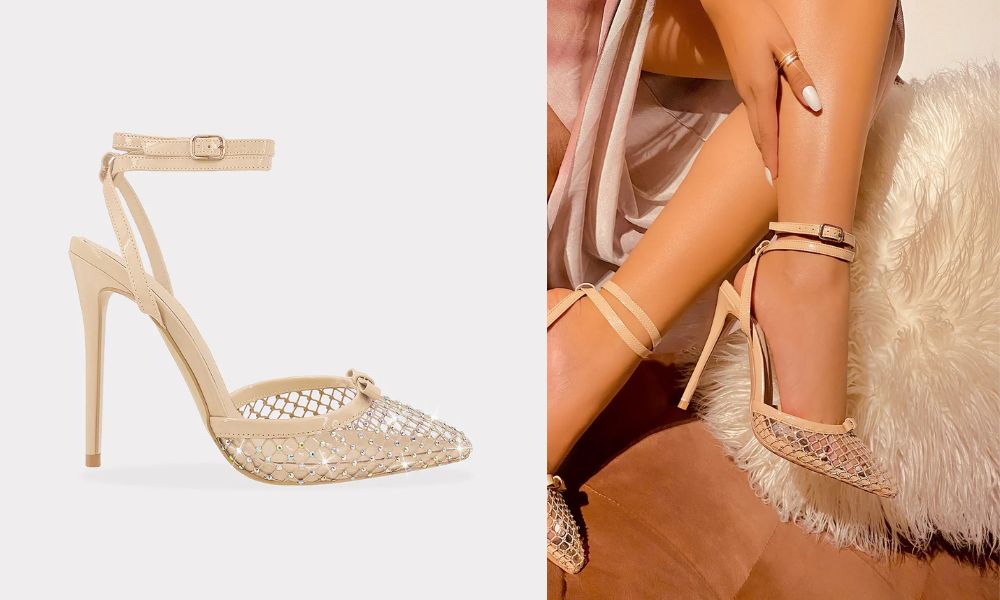 Bondage – Zapatillas con Tacón de Aguja Color Nude