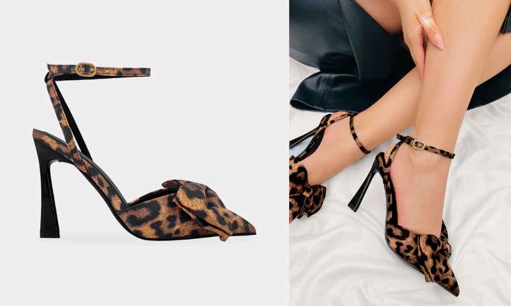 Amilee – Zapatillas de Animal Print Leopardo con Moño