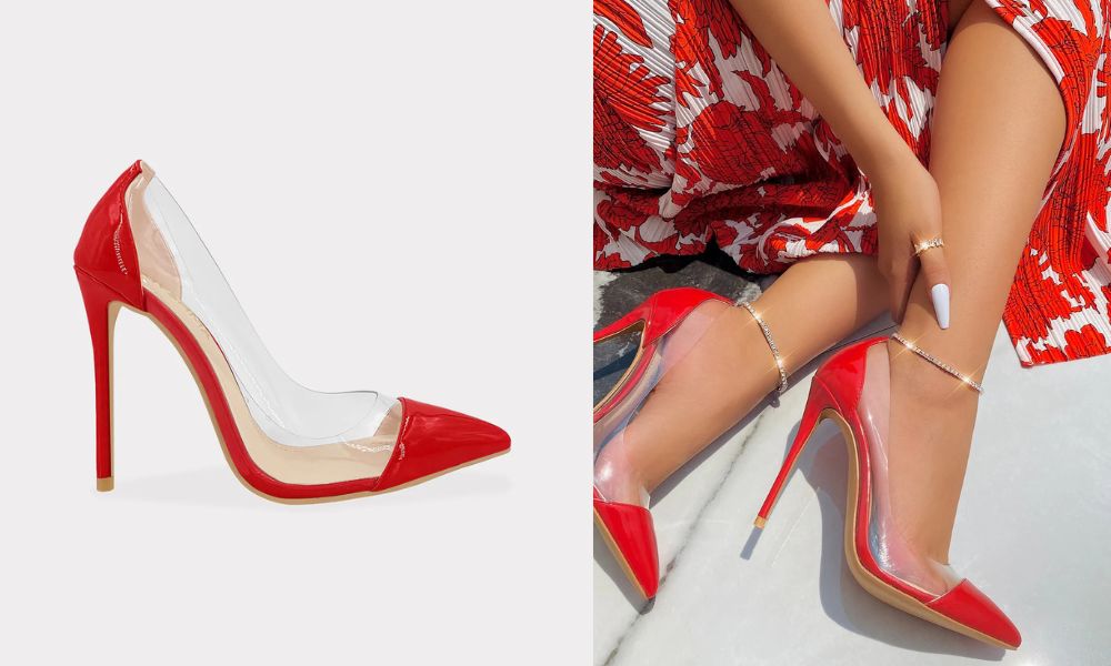 Basic – Stilettos con Tacón de Aguja Color Rojo