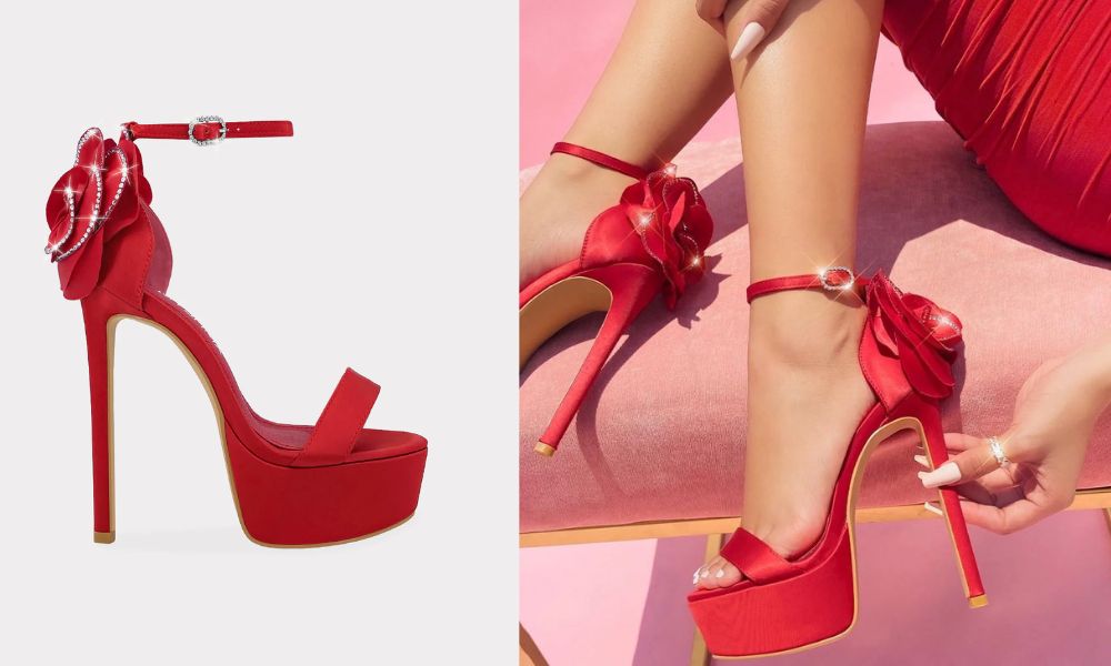 Blossom – Tacones Altos con Plataforma en Color Rojo