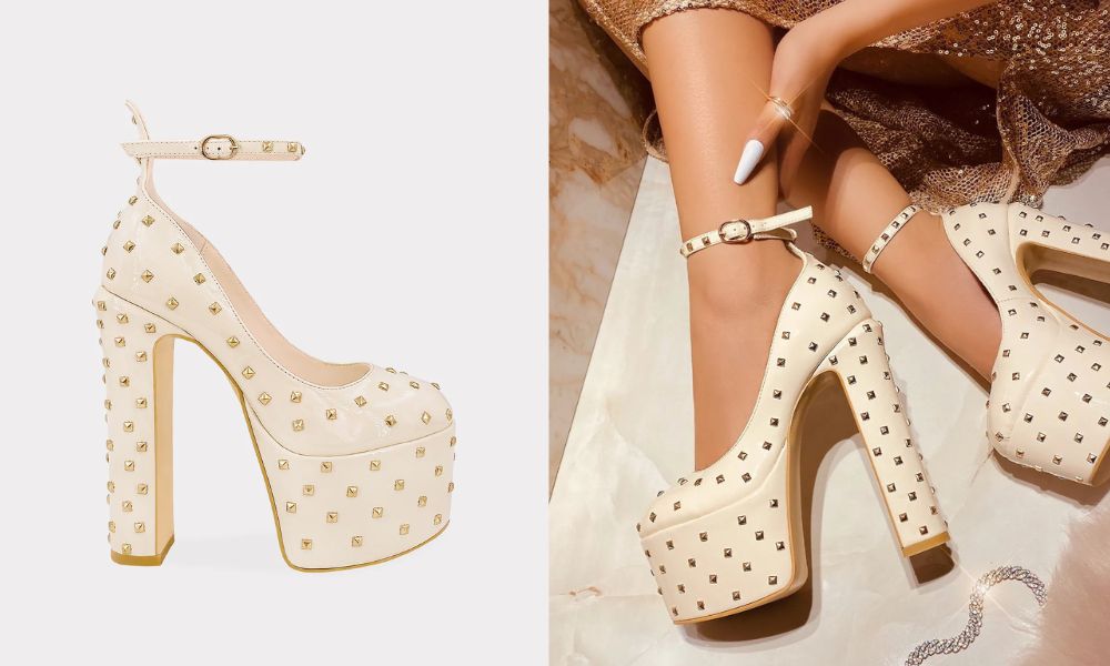 Iconic – Maxi Plataformas, Tacones Altos con Estoperoles Dorados