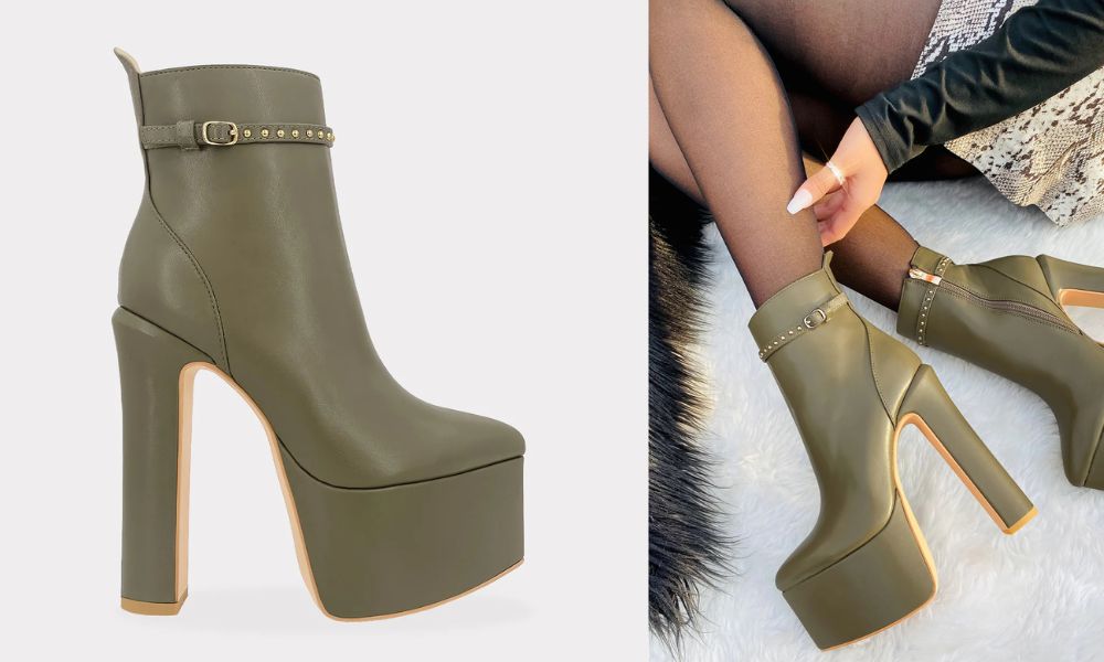 Provoke – Botines de Plataforma Verde Olivo