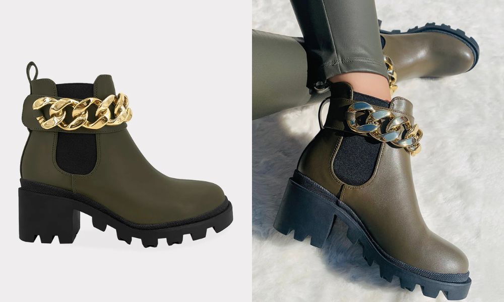 Decor – Botines Casuales de Tacón Cuadrado Color Verde