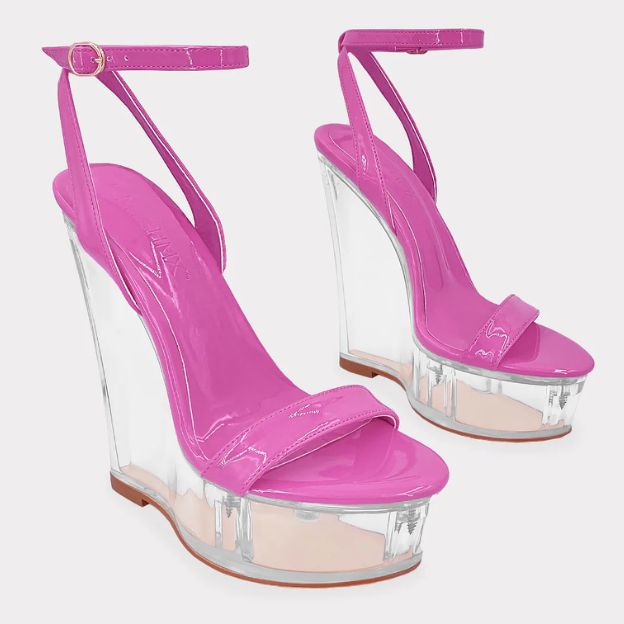 Sandalias Rosa con Tacón Corrido Transparente