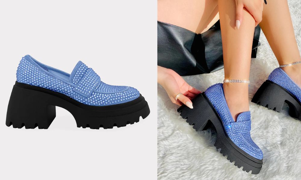 Tuxedo – Mocasines Azules con Brillos