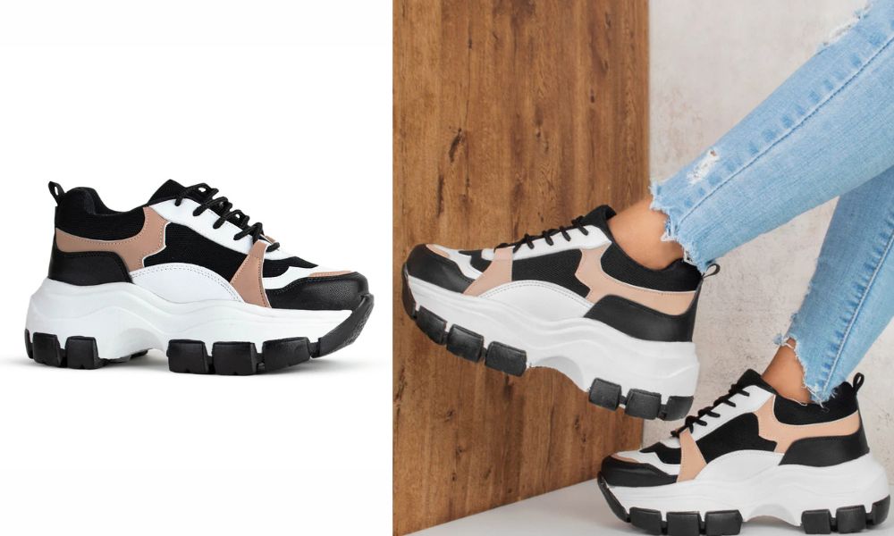 465-0013 – Tenis Casuales para Mujer en Color Blanco con Negro