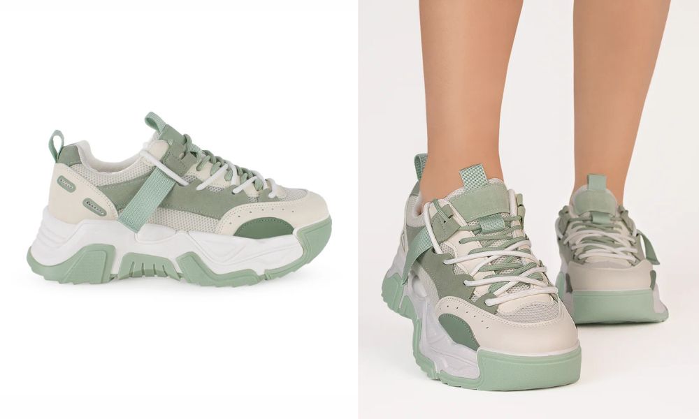 320-1310 – Tenis Verdes con Plataforma para Mujer