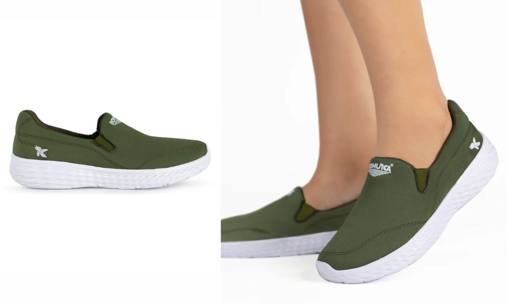 454-0009 – Tenis Verdes para Mujer con Suela de 3 cm