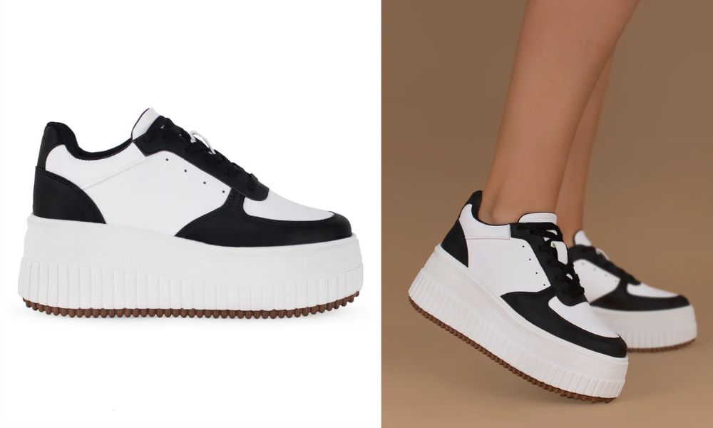 449-0083 – Tenis Blanco y Negro, Estilo y Comodidad