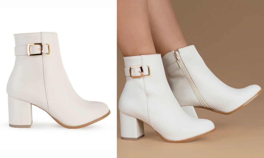 171-0586 – Botas Beige con Tacón para Mujer