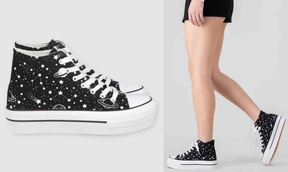 2302882_070203 – Tenis Negros con Plataforma, Canvas Galaxia