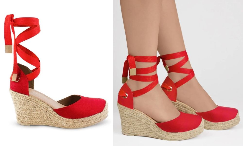 448-0027 – Alpargatas Rojas, Tacón Corrido